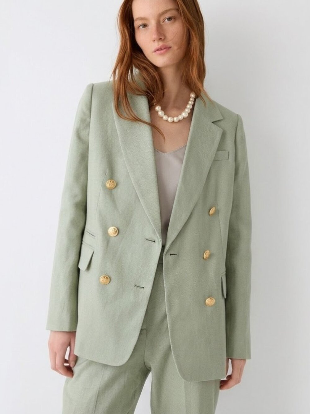 NWT J.Crew Bristol Blazer in Light Sage Natural Green Stretch Linen Jacket 14